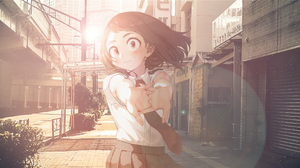 Uraraka Ochako Japan Street Sunny Anime Boku No Hero Academia Anime Girls Tie Urban City Sunlight 2559x1318 Wallpaper