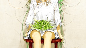 Anime Girls Loundraw Sitting Skirt Flowers 992x1403 Wallpaper