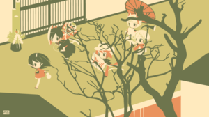 Anime Simple Background Minimalism Anime Girls Anime Boys Chibi Branch Umbrella 2509x1411 Wallpaper