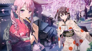 Anime Girls Kantoku Kurumi Kantoku Yukata Shizuku Kantoku Kimono Two Women Cropped Anime Girls Eatin 3500x2194 Wallpaper