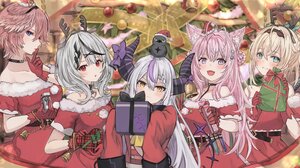 Anime Anime Girls Hololive Virtual Youtuber Christmas Christmas Clothes Christmas Presents Animal Ea 3504x1878 Wallpaper