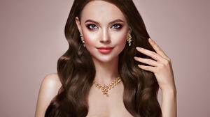 Oleg Gekman Women Brunette Long Hair Wavy Hair Makeup Blush Blue Eyes Portrait Simple Background 2048x1536 Wallpaper