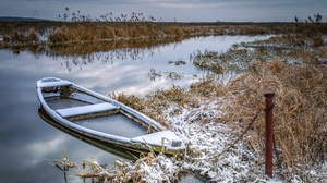 Winter Boat Vehicle Frost Cold Snow Ice Nature Outdoors 3840x2160 Wallpaper