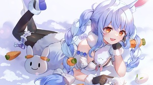 Anime Anime Girls Ranchan Artwork Hololive Usada Pekora Bunny Girl Braids Snow 4093x2894 Wallpaper
