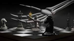 Chess Cinema 4D 3D Graphics Skeleton 3440x1440 Wallpaper