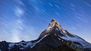Matterhorn Mountain Nature Peak Sky Stars 2048x1365 Wallpaper