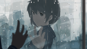 Anime Anime Girls Rain Water On Glass 2000x1284 Wallpaper
