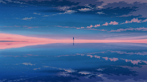 Pixiv Artwork Sky Reflection Clouds Silhouette 3840x2160 Wallpaper