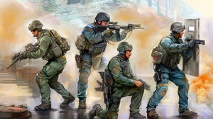 SWAT Men Artwork Weapon USA Police Special Forces 3640x2740 Wallpaper