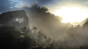 Red Dead Redemption 2 Cliff Daylight Mist Nature Sunset Clouds Video Game Art Video Games Sky Sunlig 2560x1440 Wallpaper