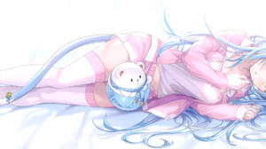 Anime Anime Girls Pointy Ears Lying On Side Yukihana Lamy Hololive Virtual Youtuber Pyjamas Blue Hai 3010x1041 Wallpaper