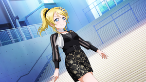 Ayase Eli Love Live Anime Anime Girls Stairs Smiling Ponytail Dress 3600x1800 Wallpaper