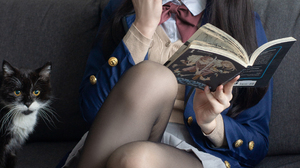 Women Model Cosplay Anime Miru Tights JK Schoolgirl School Uniform Women Indoors 2731x4096 wallpaper