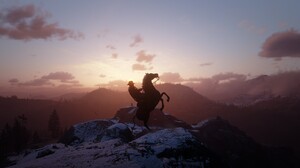 Red Dead Redemption 2 Horse Video Games Video Game Characters Sunset 1920x1080 Wallpaper