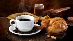 Drink Cinnamon Coffee Beans Croissant Still Life Cup Viennoiserie 6016x4016 Wallpaper