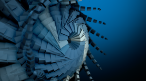 Digital Art Abstract Blue 3D Fractal Blue Background Geometric Figures 5120x2880 Wallpaper