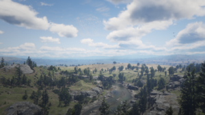 Red Dead Redemption 2 Nature Landscape Video Games Trees Sky Clouds Water Simple Background Grass 3840x2160 Wallpaper