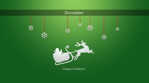 Christmas December Green Sleigh 2048x1152 Wallpaper