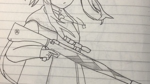 Arknights Drawing Pencil Drawing Vertical Gun One Eye Closed Anime Girls Antlers 2155x2727 Wallpaper