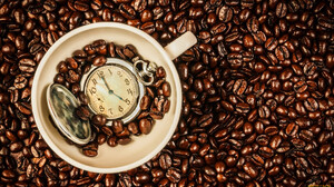 Food Coffee Cup Time Coffee Beans Coffee Cup Watch Pocket Watch 1920x1080 Wallpaper