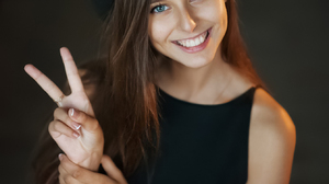 Maxim Maximov Women Hat Brunette Long Hair Straight Hair Blue Eyes Makeup Eyeliner Smiling Looking A 1342x2000 Wallpaper