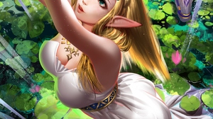 Zelda The Legend Of Zelda Video Games Nintendo Video Game Girls Elves Pointy Ears Blonde Water Lily  2829x4000 wallpaper