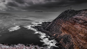Sea Coast Cliff Rock Sky Lighthouse Outdoors 2560x1440 Wallpaper