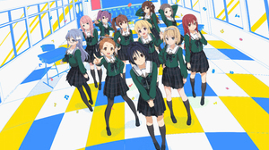 22 7 Anime Girls Dress School Uniform Classroom Schoolgirl Looking At Viewer Checkered Bow Tie Glass 4488x2674 Wallpaper
