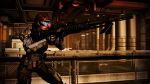 Video Games CGi Mass Effect 3 Sniper Rifle Video Game Characters Gun Video Game Art Armor Aiming 2560x1440 Wallpaper