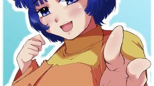 Kusuha Mizuha Anime Anime Girls Super Robot Taisen Short Hair Blue Hair Artwork Digital Art Fan Art 1000x1414 Wallpaper