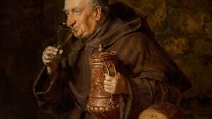 Oil Painting Wine Religion Monks Drinking Barrels Eduard Von Grutzner Drink Portrait Display Food 2305x2936 wallpaper