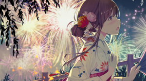 Anime Girls Fireworks Japanese Clothes Artwork Ashima 1500x1062 Wallpaper