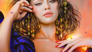 Ya Ar Vurdem Women Singer Music Celebrity Portrait Digital Art Young Woman Blue Dress Digital Painti 3840x3840 Wallpaper