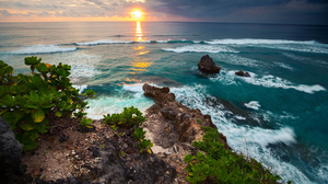 Coastline Horizon Indonesia Ocean Rock Sea Sunset 3750x2500 Wallpaper