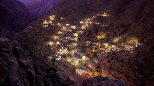 Village Mountains Landscape Iran Rocky Mountains Night Long Exposure 3840x2160 Wallpaper