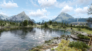 The Witcher 3 Wild Hunt Screen Shot Water Video Game Art CGi Video Games Trees Sky Clouds Snow Mount 3840x2160 wallpaper