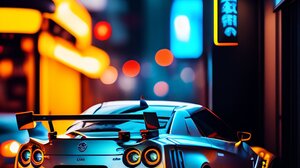 Car Ai Art Vertical Licence Plates Taillights City Lights City 2048x3072 wallpaper
