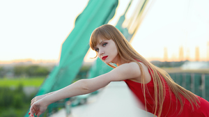 Aleksey Lozgachev Women Brunette Long Hair Straight Hair Bangs Red Clothing Red Lipstick Dress Bridg 1920x1280 Wallpaper