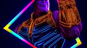 Marvel Comics Marvel Cinematic Universe Portrait Portrait Display Neon Thanos Infinity Gauntlet Vill 950x1900 Wallpaper