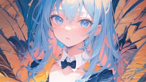 Anime Girls Ai Art Digital Art Blue Hair Anime Vertical Bunny Ears Bow Tie Blue Eyes Heart Bunny Gir 2560x2987 Wallpaper