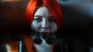 Women Face Horror Creepy In Bathtub Looking At Viewer Dyed Hair Skull In Water Model 2048x1367 Wallpaper