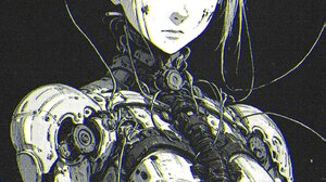 Xenotrip Anime Girls Looking At Viewer Cyberpunk Monochrome Long Hair Cyborg Manga Portrait Portrait 1456x2048 Wallpaper