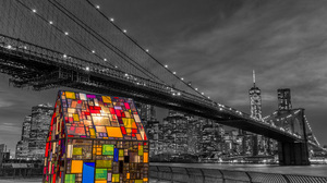 Bridge Brooklyn Bridge City New York Night Selective Color Usa 2048x1365 Wallpaper