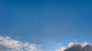 Blue Sky Clouds Airplane Contrails 4240x2812 Wallpaper