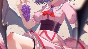 Anime Anime Girls Touhou Remilia Scarlet Vertical Short Hair Grapes Fruit Thigh Strap Wings Purple H 1200x2000 Wallpaper