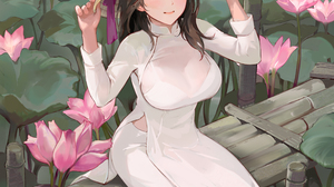 Anime Anime Girls White Dress Chowbie Dress Blush 4096x4096 Wallpaper