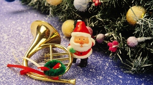 Bauble Christmas Decoration Santa Trumpet 1600x1200 Wallpaper