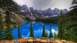 Earth Lake Moraine Lake Canada Blue Tree Mountain 1920x1200 Wallpaper
