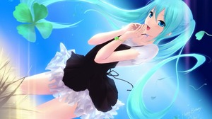 Anime Girls Anime Aqua Hair Aqua Eyes Clovers Dress Open Mouth Long Hair Vocaloid Hatsune Miku 1920x1200 Wallpaper