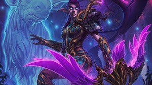 Armor Bow Elf Elk Girl Magic Purple Hair Woman Warrior World Of Warcraft 1920x1280 Wallpaper